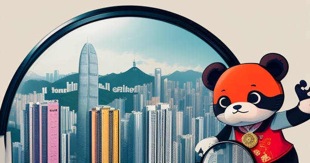 香港天際線與股票圖表疊加