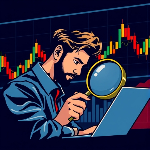 一位初學者交易者正在專注看著財務圖表與數據
