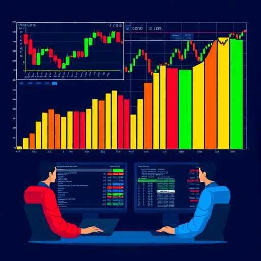 金融市場的趨勢圖表，顯示成交量指標的數據圖形