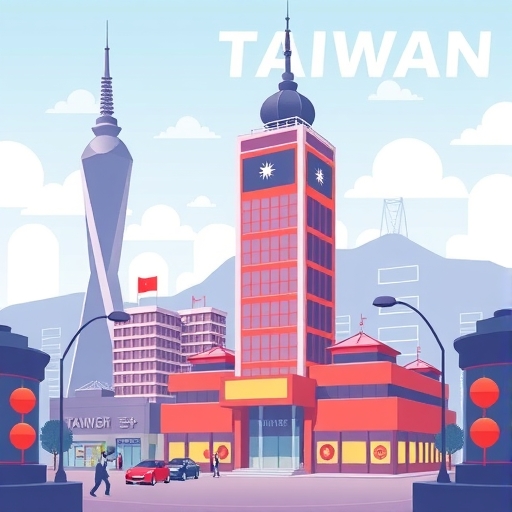 台灣股市的插畫，呈現股價走勢與交易活動