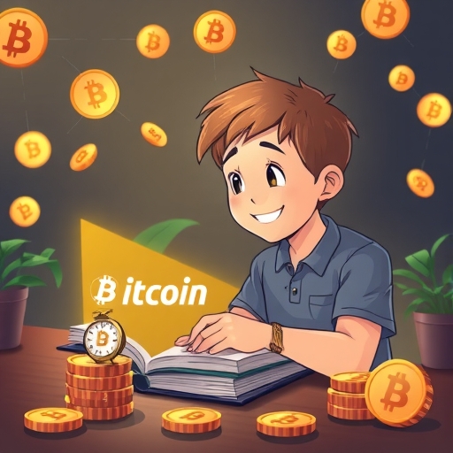 一位年輕投資者正在學習區塊鏈技術。
