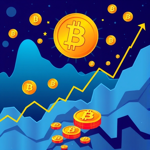 展示加密貨幣市場波動的視覺圖。
