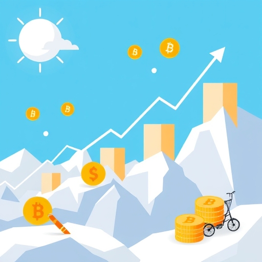 表現加密貨幣市場發展趨勢的插畫。