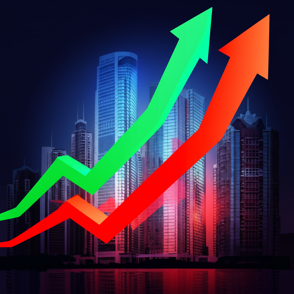 全球金融市場圖示，顯示波動的股價和公債殖利率圖表。