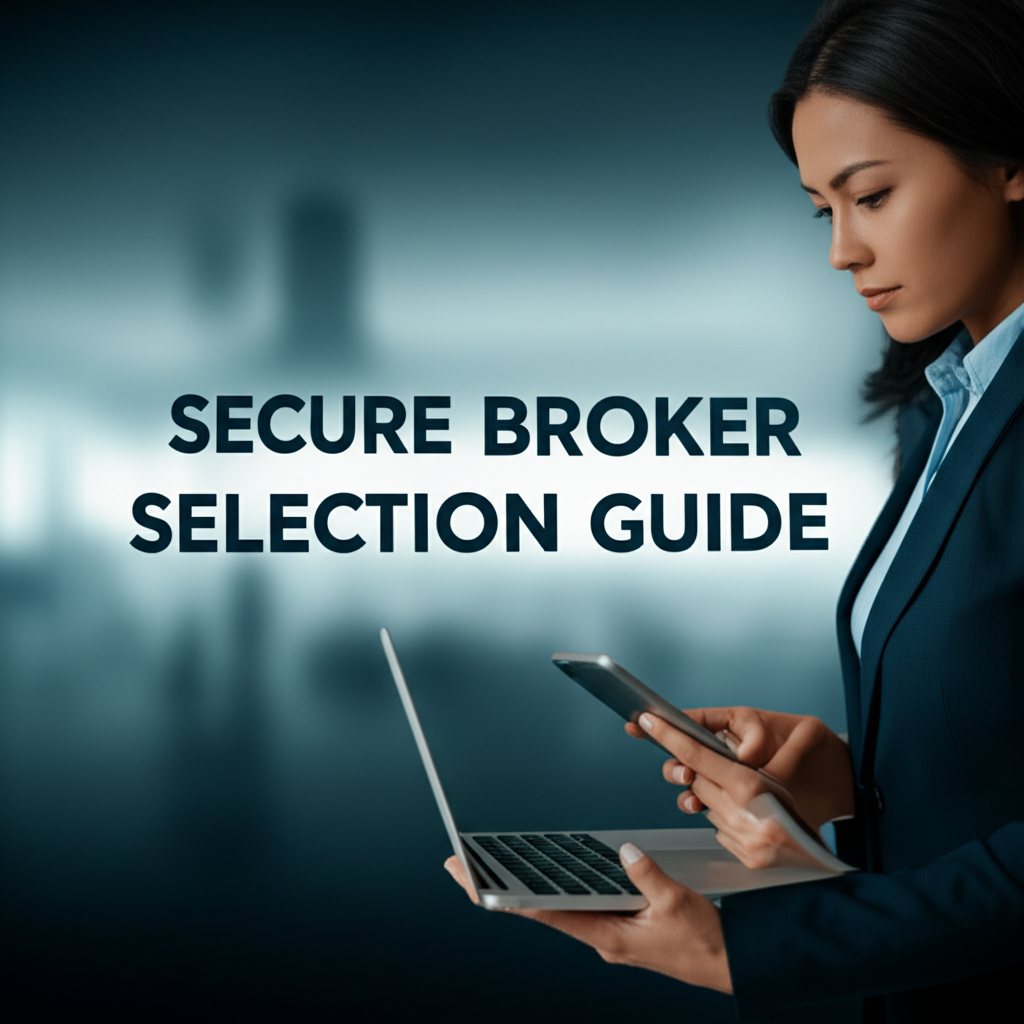 安全經紀商選擇指南圖解,包含監管查核、資金分離、平台穩定性等要素