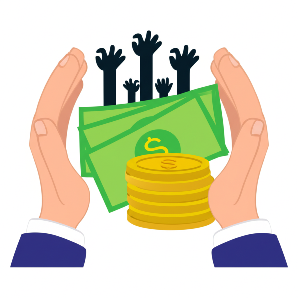 插圖:資金保護與詐騙防範情境,象徵防範金融詐騙