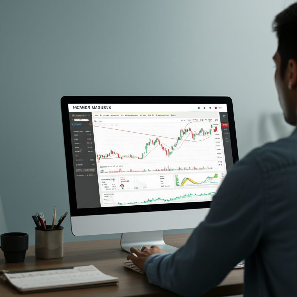 Moneta Markets 平台使用者操作介面示意圖,展現多螢幕交易與即時報價功能