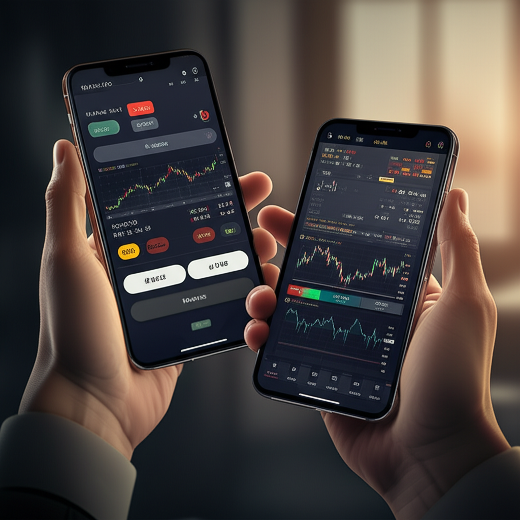 外匯手機App比較示意圖，呈現台灣與香港投資者使用不同平台的場景