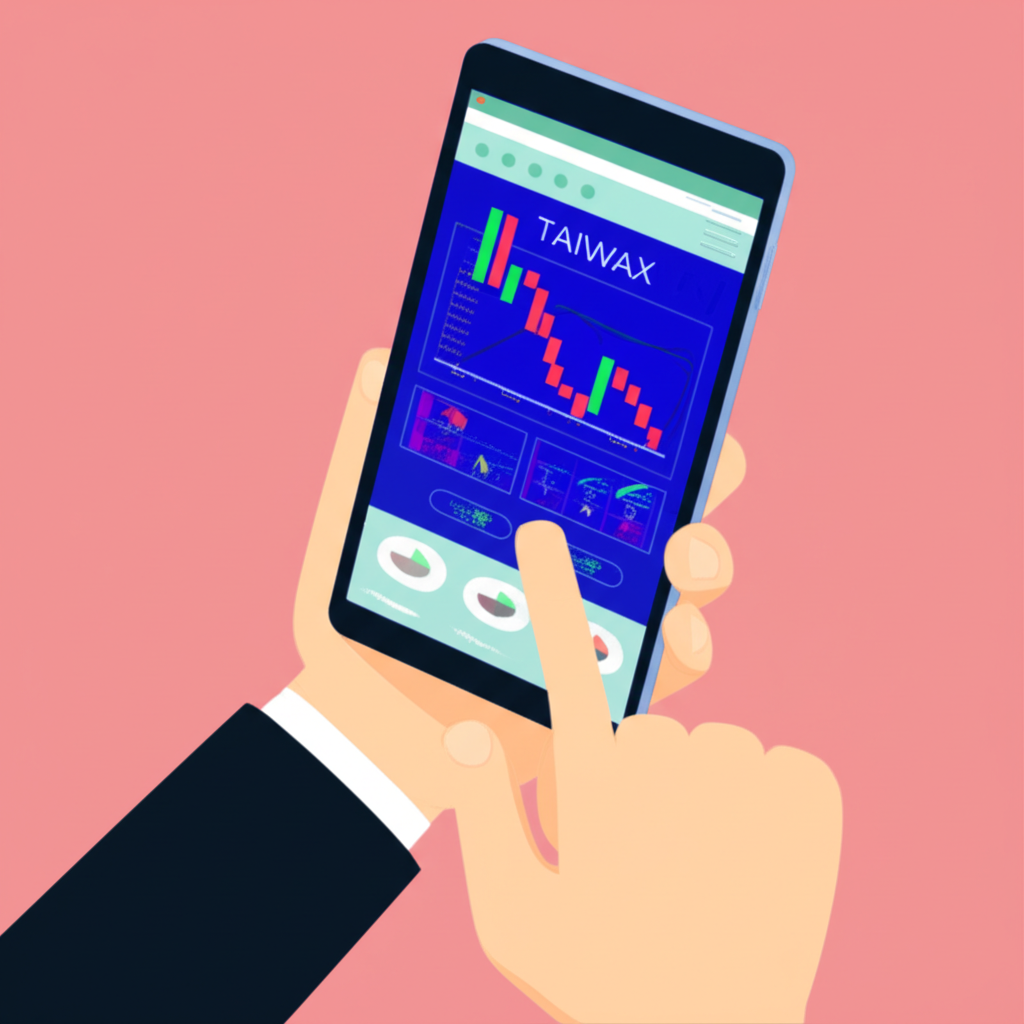 台灣投資者用手機進行外匯交易示意圖