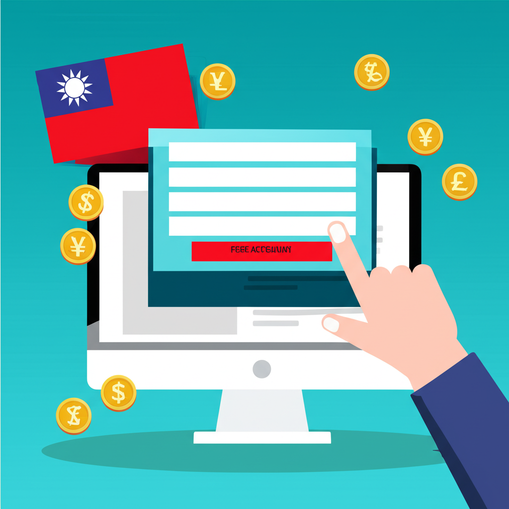台灣外匯帳戶開設示意圖，展現投資者透過數位平台參與全球市場的場景
