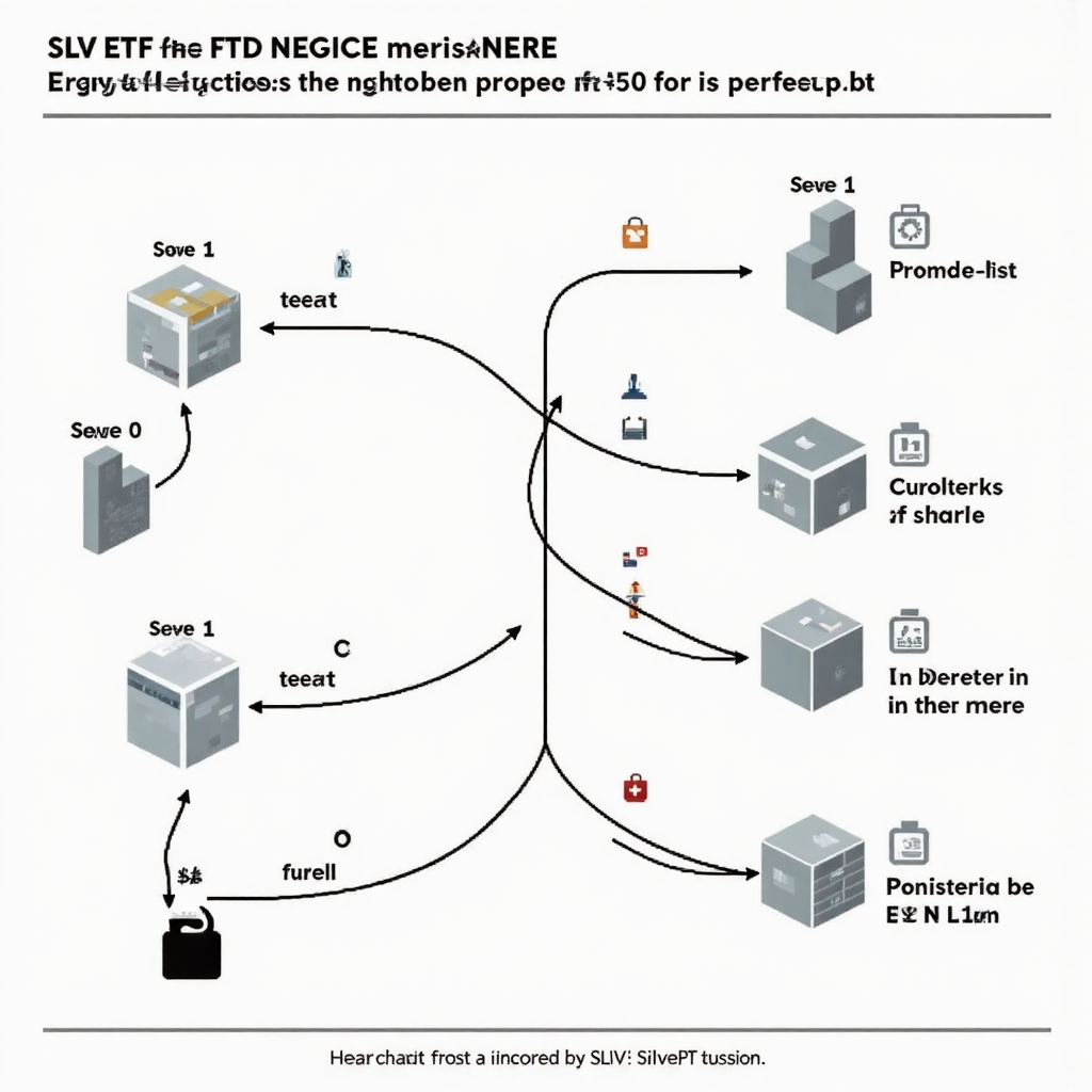 SLV ETF 信託結構的資訊圖示，展示實體白銀由保管機構持有，並透過流暢線條連結投資人股份