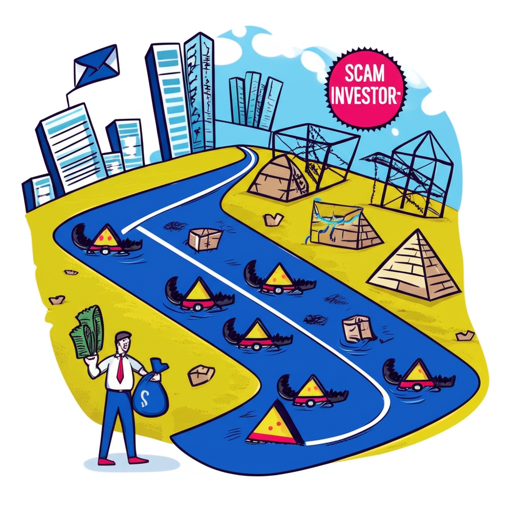 投資者避開詐騙陷阱插畫，象徵警覺與防範