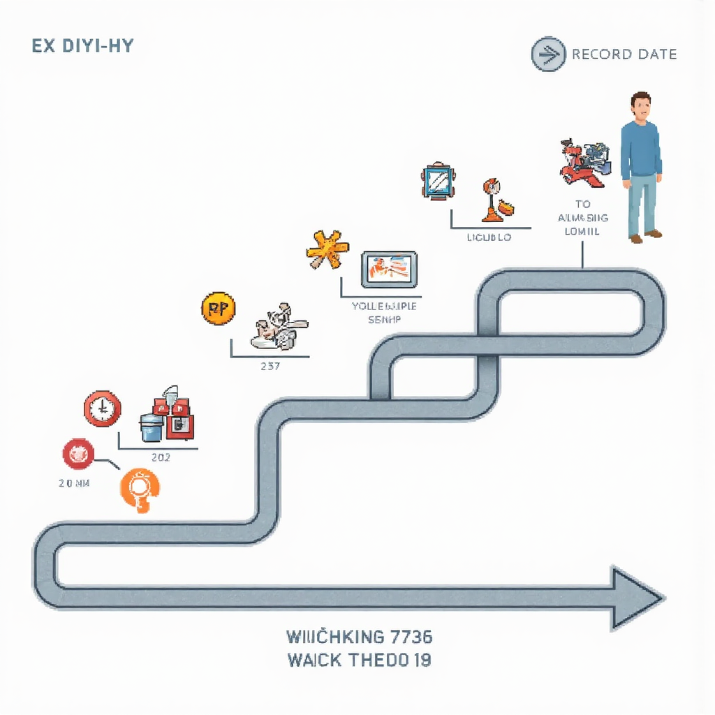 基準日到除息日與發放日時間線圖示的像素藝術