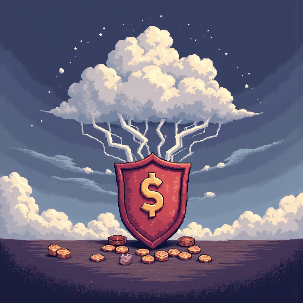 像素藝術風格的信用違約交換 CDS 保護債券免受市場波動影響的圖像