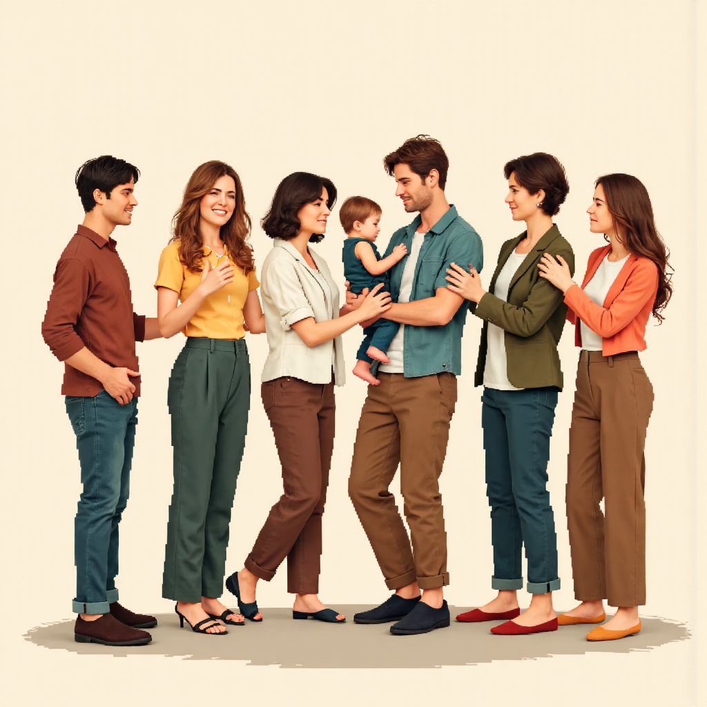 人們在社交動態中互動的奇幻插圖,強調領導與合作元素,以大地色調和柔和光線呈現